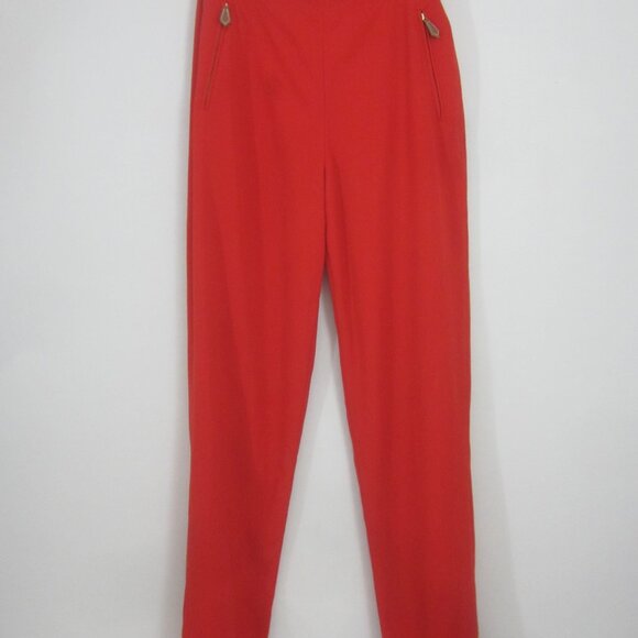Vtg Hermes Paris Womens 26 Red 100% Wool Slacks Pant Dress Zipper Pockets FLAWS - Picture 8 of 14